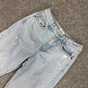 Forever 21 Womens Jeans 90s Fit Light Wash Distressed Ripped Wide Leg‎ Size 28